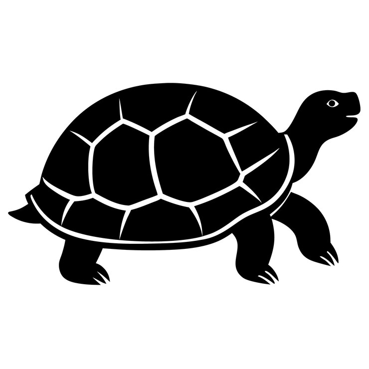 Turtle Silhouette With Detailed Shell Design