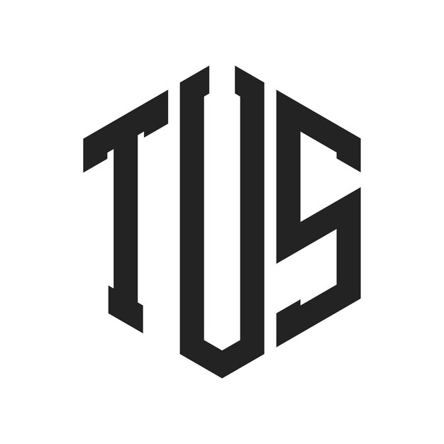 TUS Logo Design Initial Letter TUS Monogram Logo using Hexagon shape