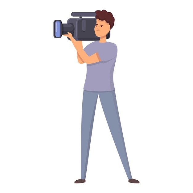 Tv cameraman icon cartoon vector News media Press video