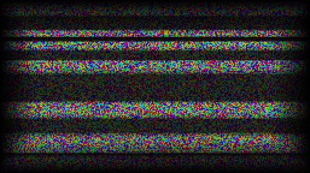 TV static noise background Glitch bw pixelated television screen Lost or bad TV signal VHS video w