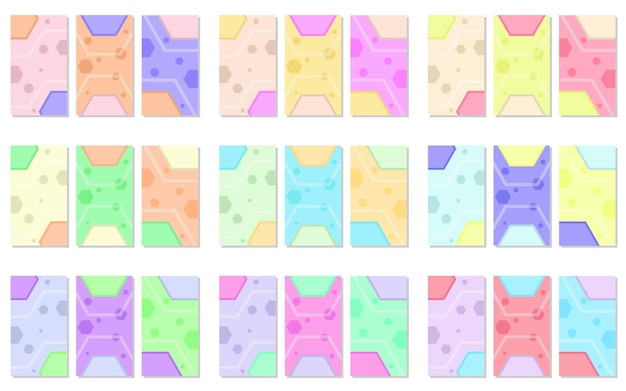 twenty seven sets of abstract portrait background with hexagon pattern and lines. simple and flat