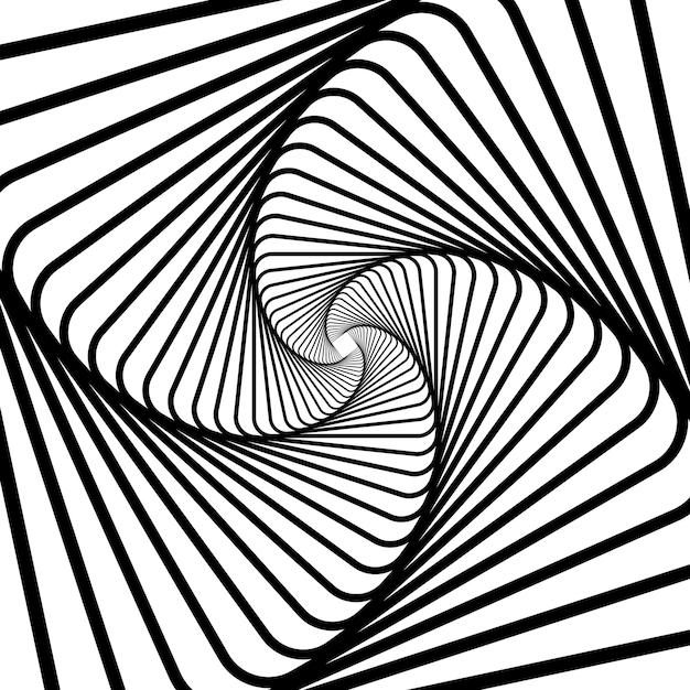 twisted black lines turning into a vector 3d tunnel from a geometric shape abstract white background graphic spiral