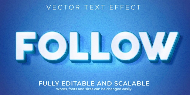 Twitter follow social media text effect, editable business and marketing text style