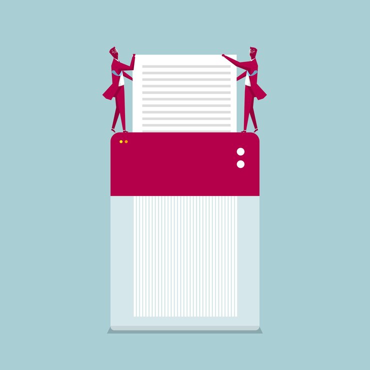 Vektör two businessmen smash documents. isolated on blue background.