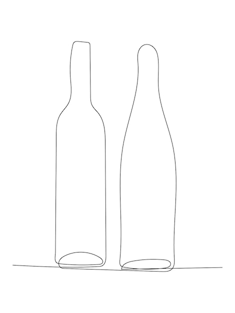 two empty bottles one with a line drawing of two empty bottles