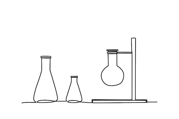 Two Erlenmeyers and a volumetric flask on the clamp Lab equipment oneline drawing