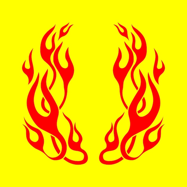 two flames with a red background that says fire
