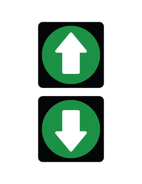 two green arrows with a green circle and a green circle with a white arrow pointing up