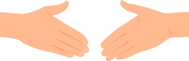 Two hands moving towards each other for a handshake vector illustration