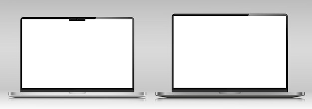 Two laptops with a white screen on a gray gradient background