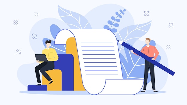 Two people are talking about business contract
