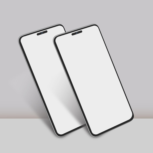 two phones mockups with a blank screens and white background