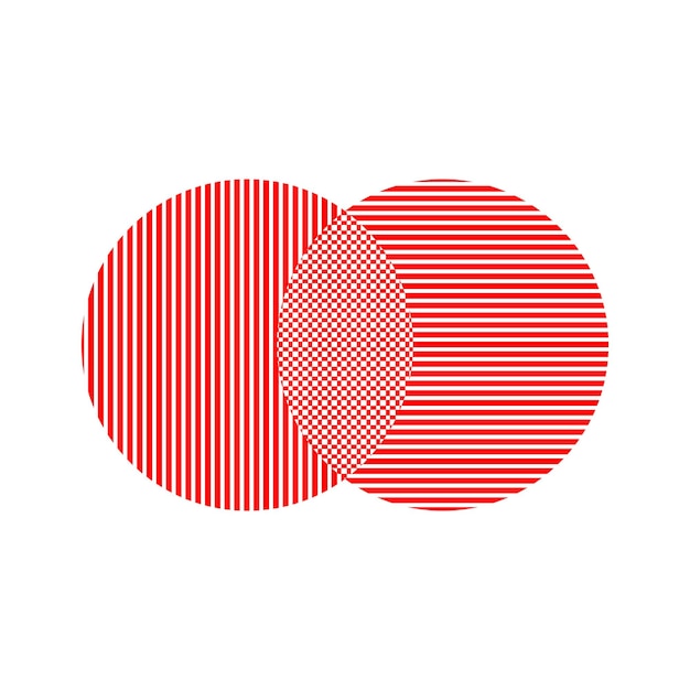 two red circles overlapped each other vector icon