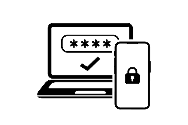 Two step authentication icon Verification push code message on phone for secure login or sign in Password authorization 2FA verification password Two factor verification with smartphone and laptop