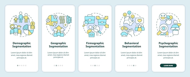 type of market segmentation onboarding mobile app screen