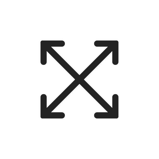 Udvide ikon. Vektor-symbol for udvidelse. Simpelt sort forstørrelsesikon