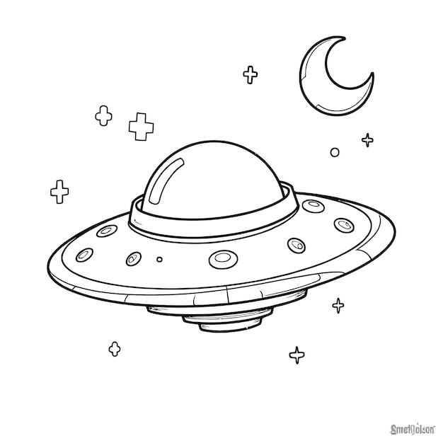Ufo Drawing Vector illustration Coloring Page