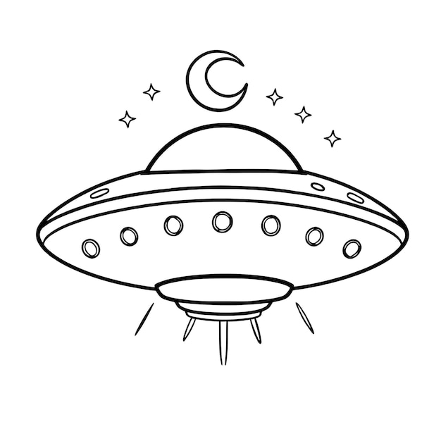 Ufo Drawing Vector illustration Coloring Page