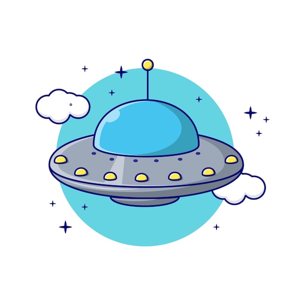 UFO Spaceship Alien illustration Vector Icon Isolated