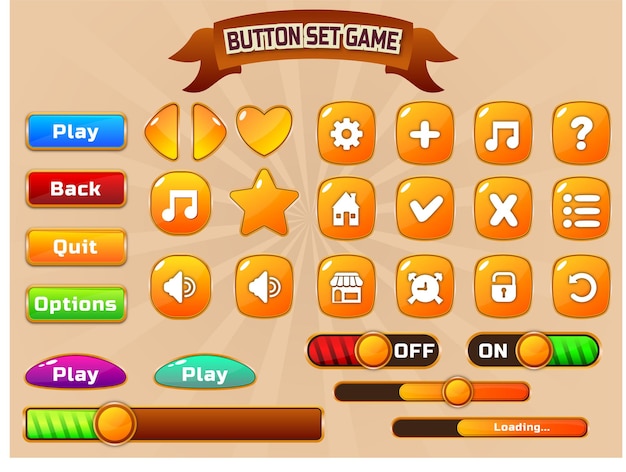 ui design game button display template design