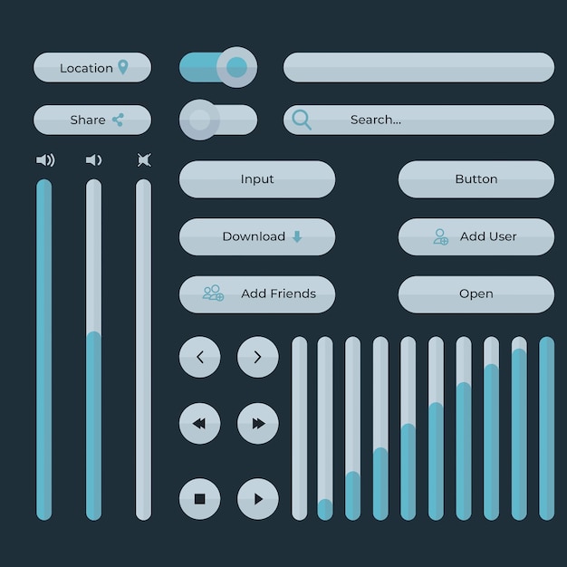 UI-kit-kollektion med fladt design