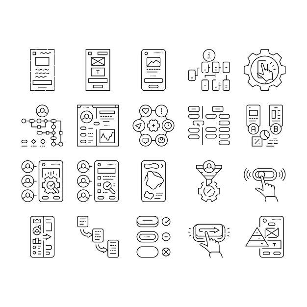 ui ux design agency user develop icons set vector