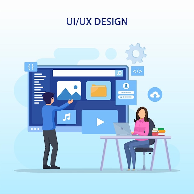 UI UX design concept Creating an application design content and  text place Vector illustration