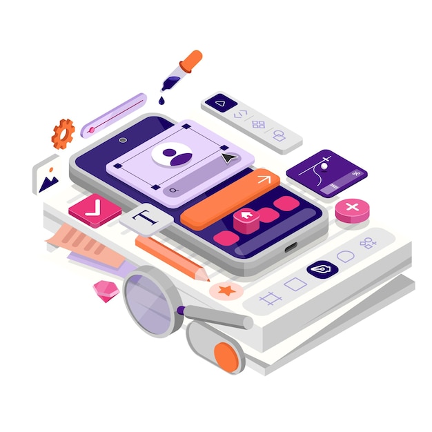 UI UX Isometric Illustration