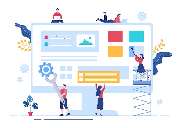 UI & UX Programmør Flad Design Vektor Illustration til Forretningsinformation og Teamdeling af Idéer med Designer, Kodning, Interface eller Software App Udvikling