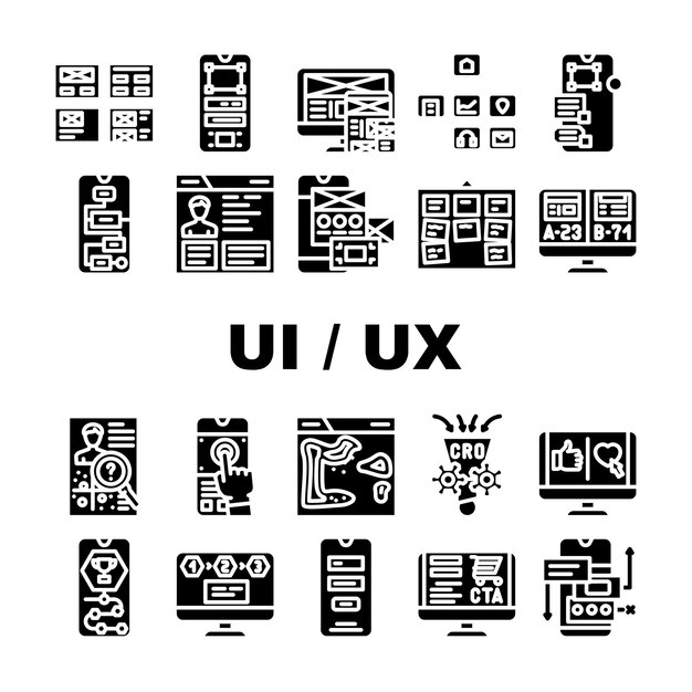 ui ux web interface app icons set vector