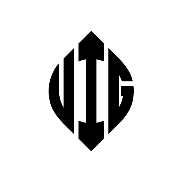 UIG circle letter logo design with circle and ellipse shape UIG ellipse letters with typographic style The three initials form a circle logo UIG Circle Emblem Abstract Monogram Letter Mark Vector