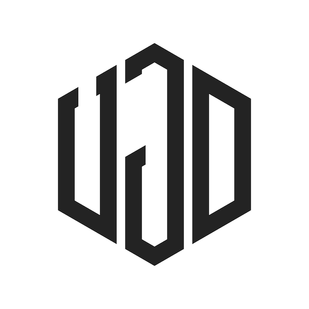 UJD Logo Design Initial Letter UJD Monogram Logo using Hexagon shape