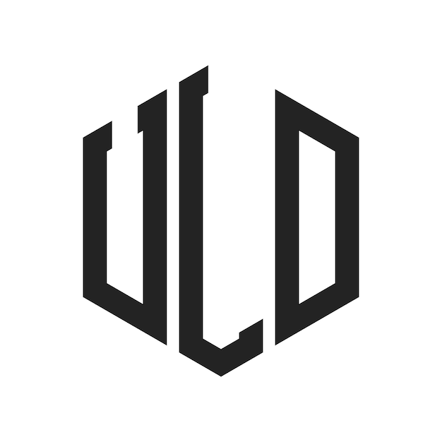 ULD Logo Design Initial Letter ULD Monogram Logo using Hexagon shape