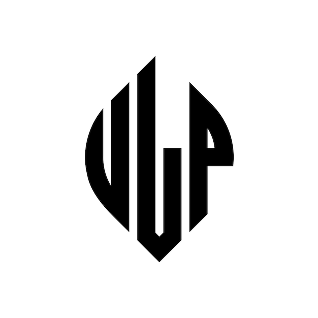 ULP circle letter logo design with circle and ellipse shape ULP ellipse letters with typographic style The three initials form a circle logo ULP Circle Emblem Abstract Monogram Letter Mark Vector