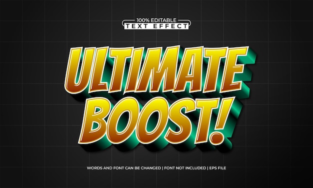 ultimate boost editable text effect with a gaming and children text style