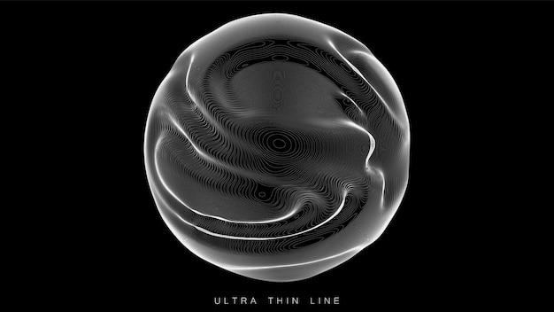 Ultra thin line fluid geometry. Dynamic distorted spheres