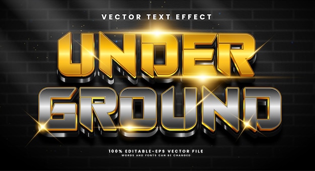 under ground 3d editable vector text effect with golden luxury concept