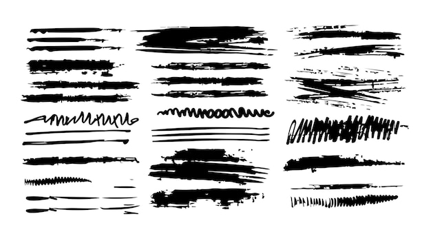 Underline brushstroke set Collection shape element line and stroke design abstract Texture divider