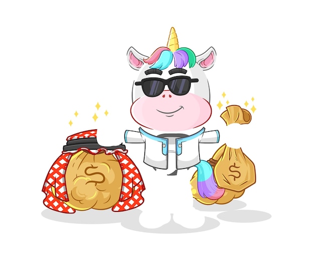 unicorn rich arabian mascot cartoon vector