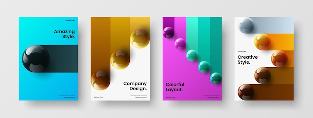 Unique 3D spheres banner concept bundle