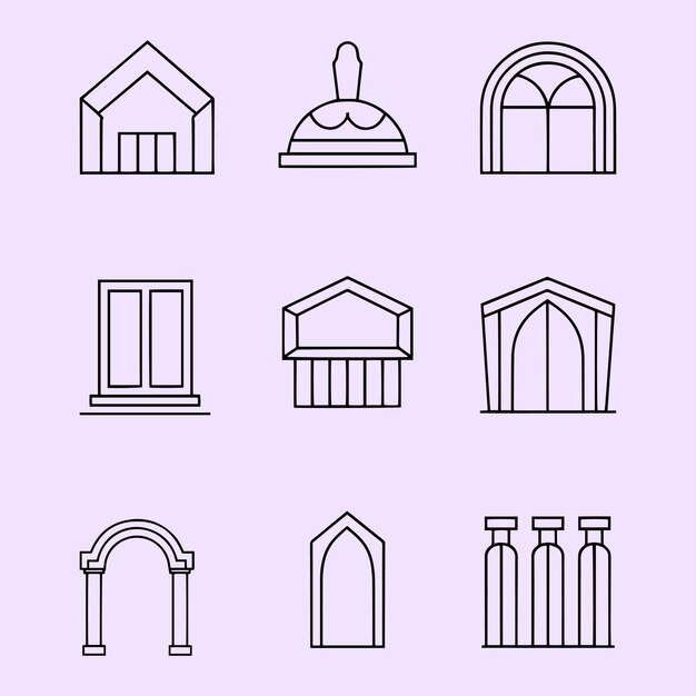 Unique architecture element Creative architecture line art vector