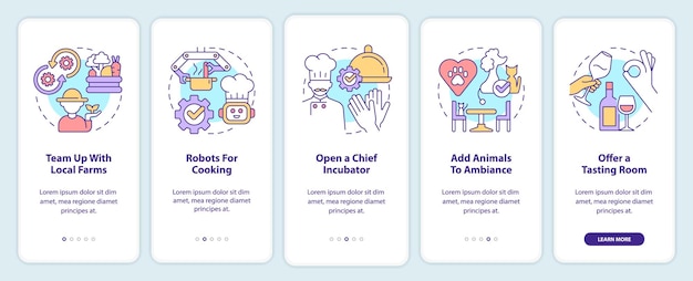 Unique restaurant ideas onboarding mobile app screen