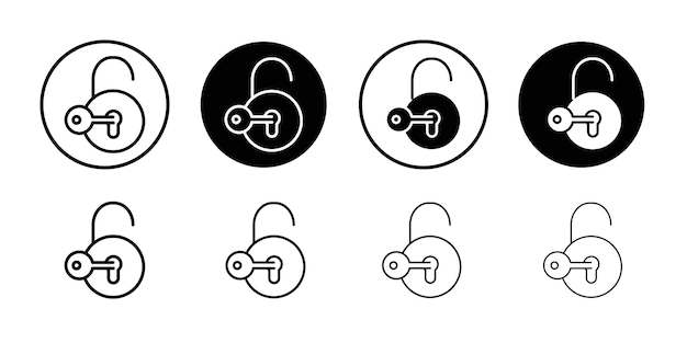 unlock icon simple outline vector logo