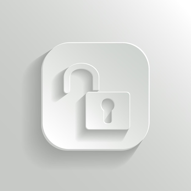 Unlock icon vector white app button