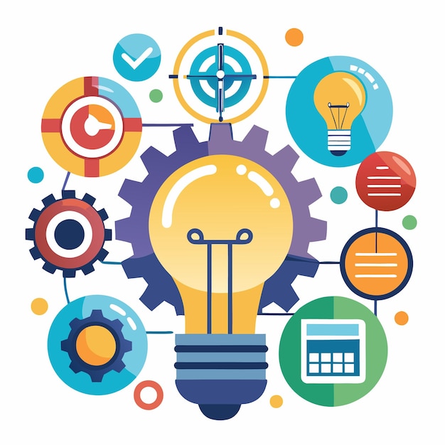 Unlocking Ideas Gears Lightbulbs and Innovation