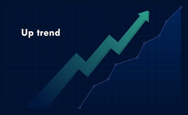 up trend with arrow and rising graph on dark background stock exchange concept trader profit