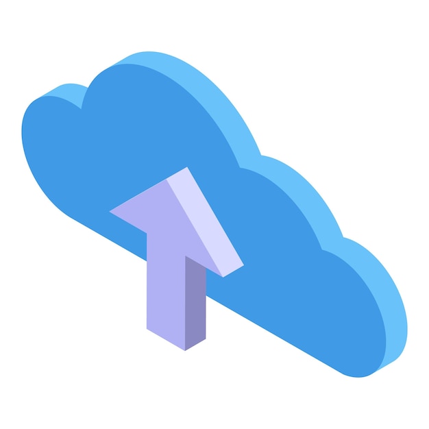 upload arrow pointing at a cloud computing isometric illustration