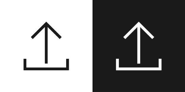 Upload black and white icons set vector