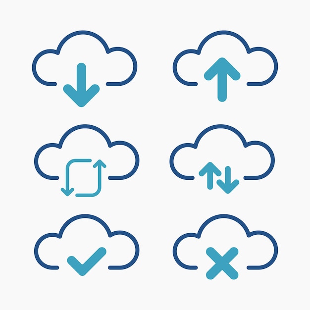 Upload download cloud arrow vector icon set symbols