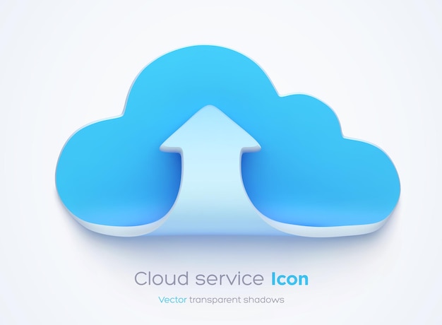 upload on cloud icon with transparent shadow.
